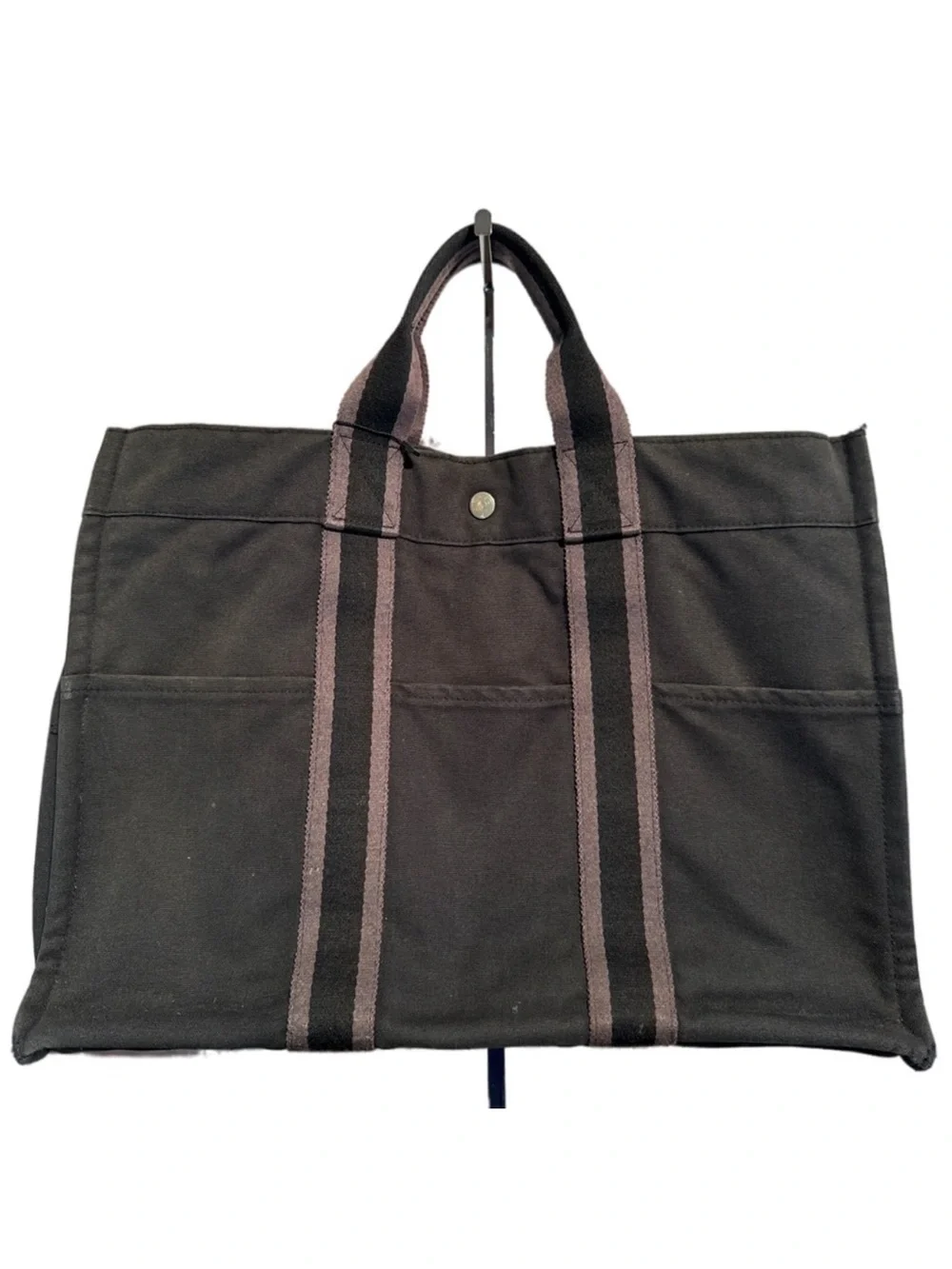 Hermès Fourre Tout MM Tote Black Gray Canvas Large Work Bag Unisex